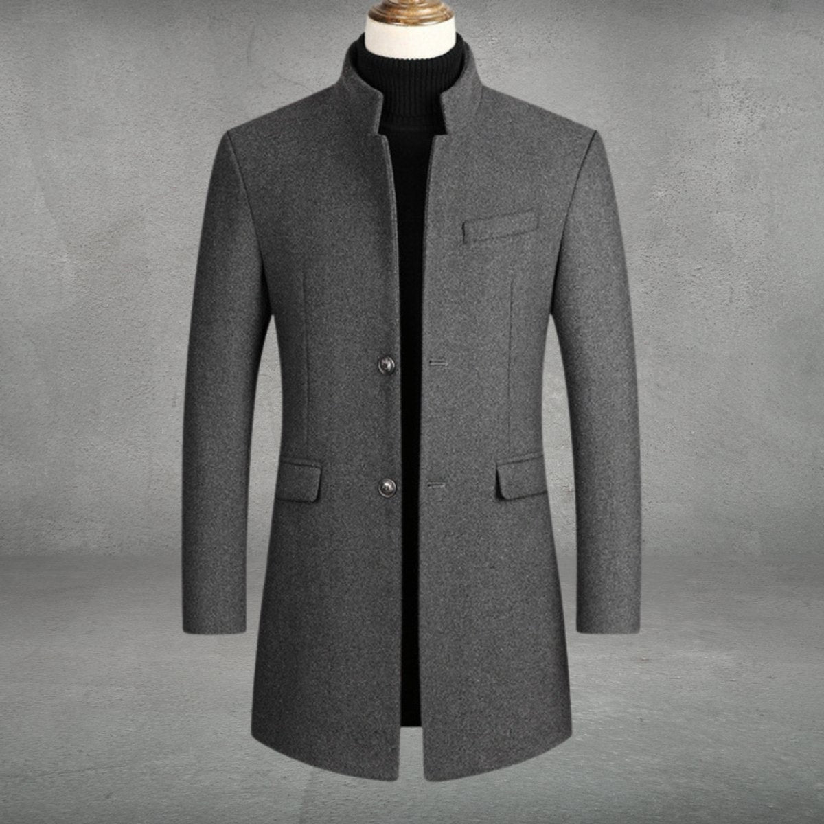 Men’s Slim Fit Stand Collar Overcoat