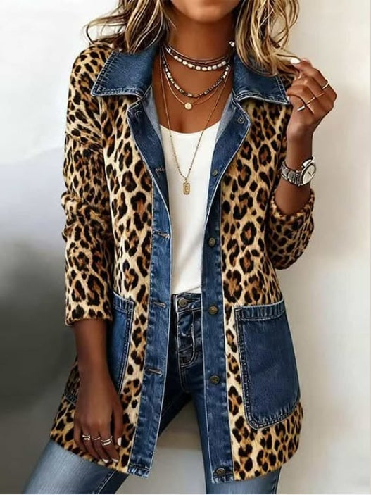 Women’s Jacket with Denim Trim and Pockets