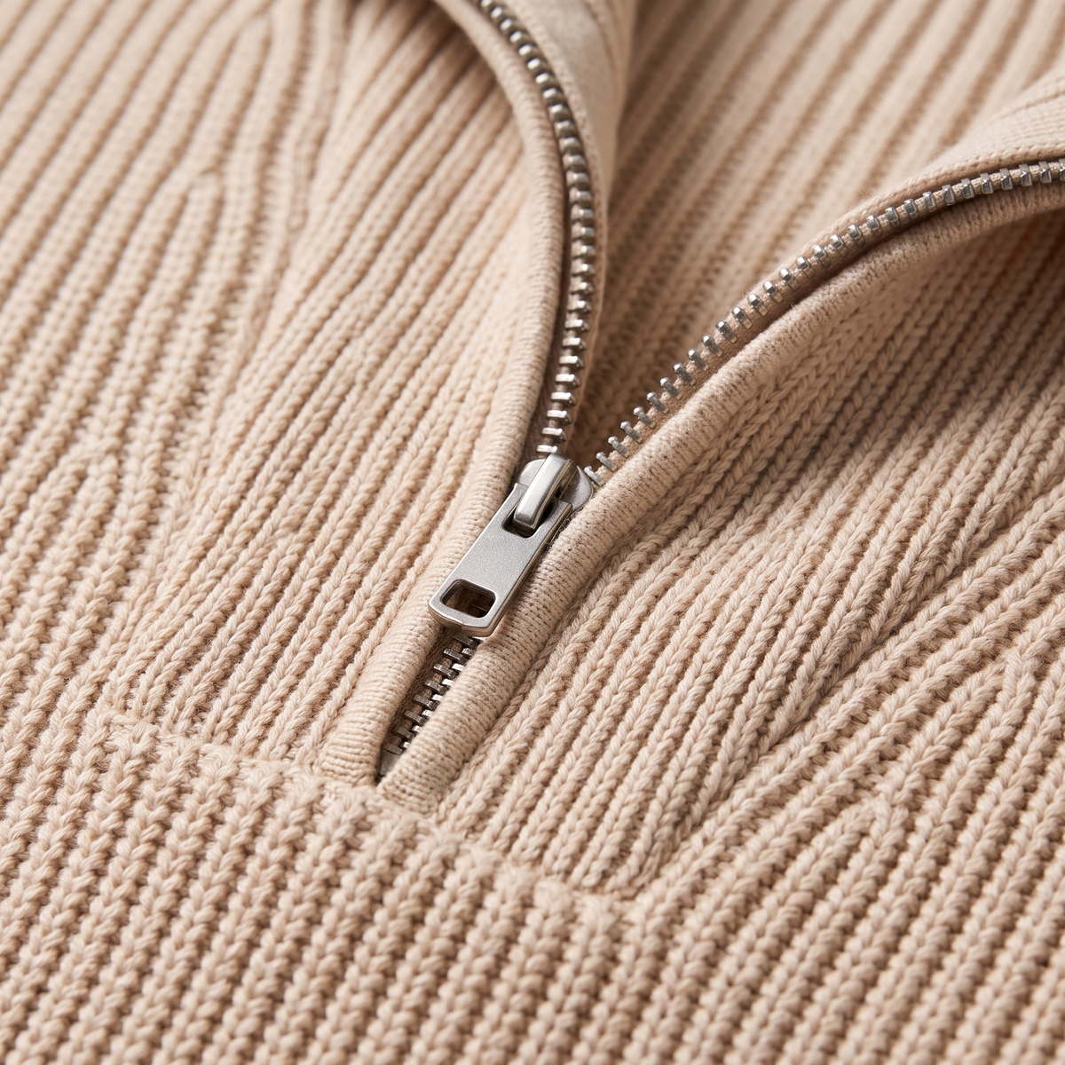 Men's Ribbed Knit Half-Zip Sweater with Collar