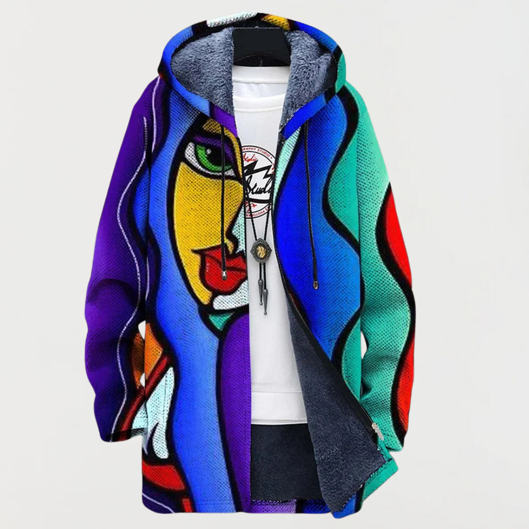 Men's Longline Zip-Up Hooded Cardigan Jacket