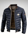 Men's Quilted Puffer Bomber Jacket with Ribbed Trim