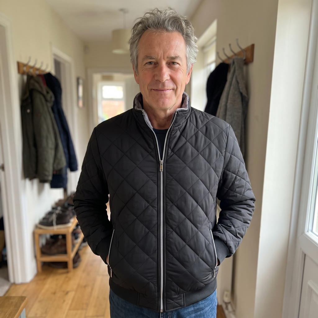 Men’s Diamond Quilted Bomber Jacket