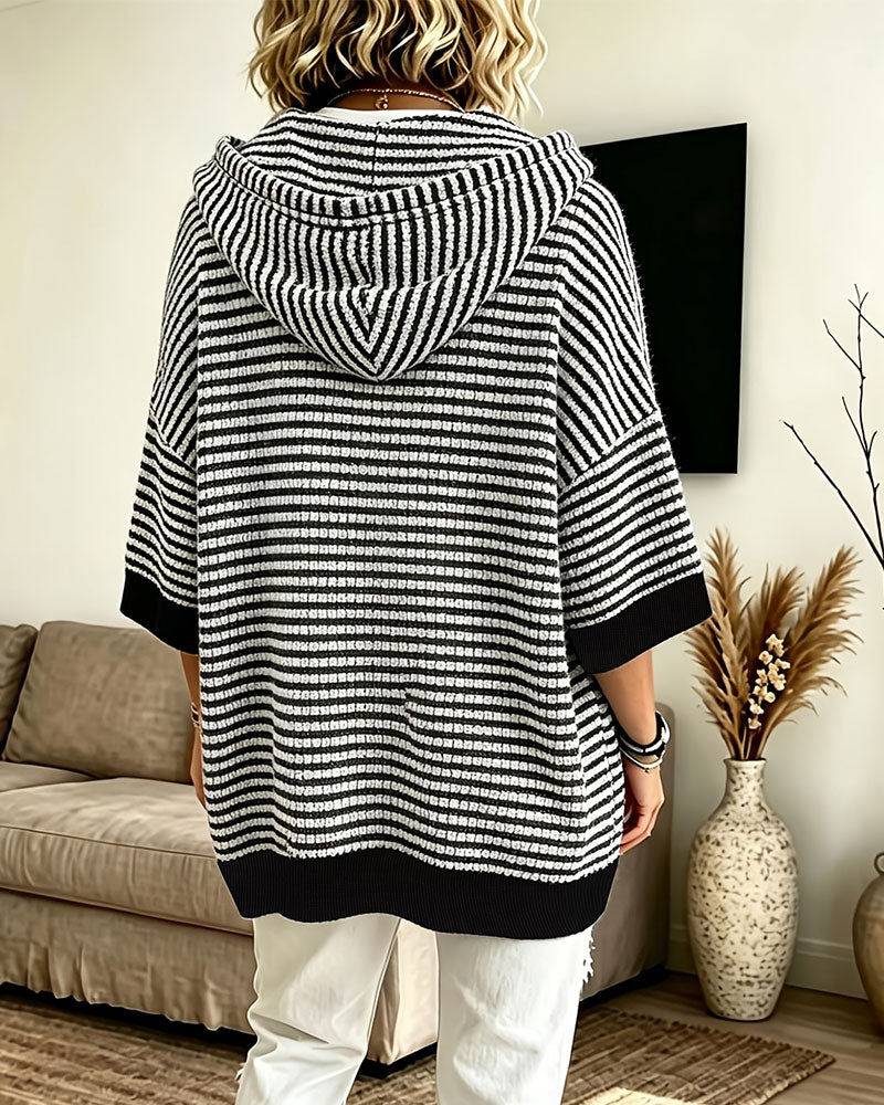 Women’s Oversized Striped Knit Hoodie