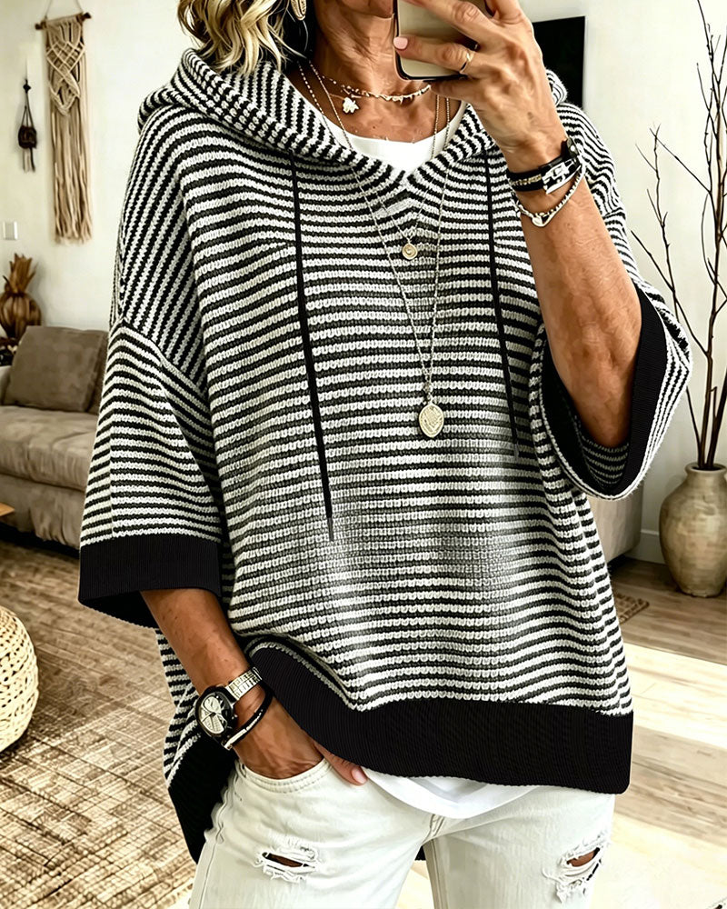 Women’s Oversized Striped Knit Hoodie