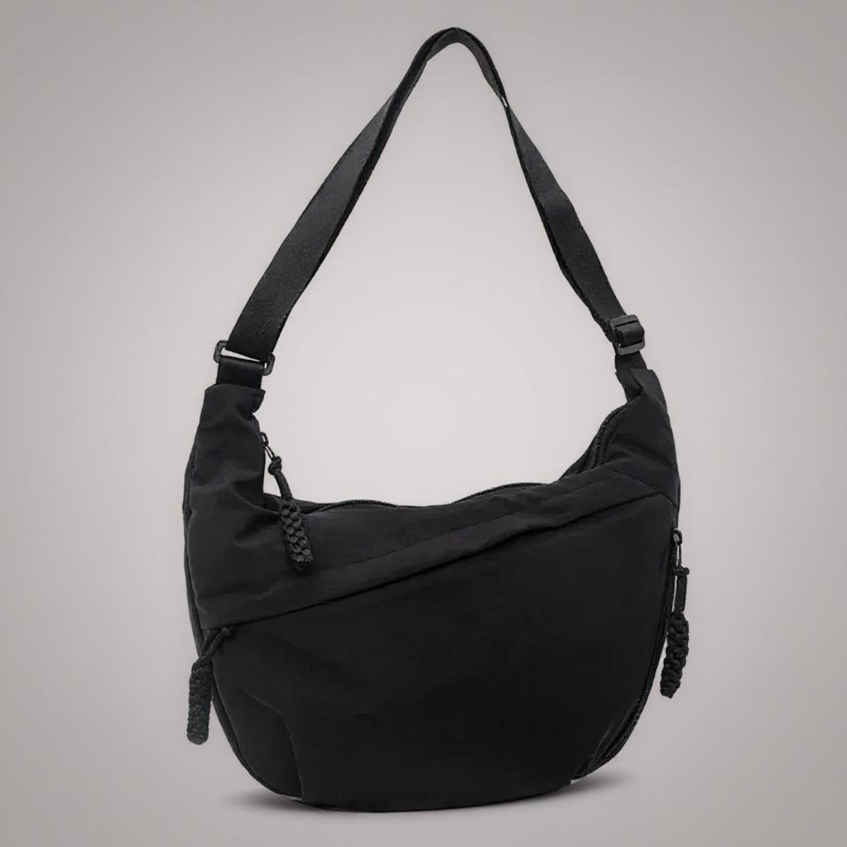Women’s Nylon-Look Crescent Crossbody Bag with Adjustable Strap