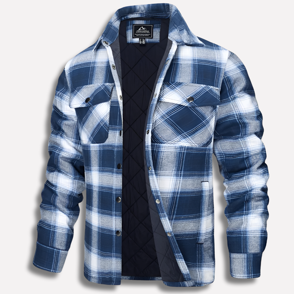 Men's Quilted Lined Plaid Flannel Shirt Jacket