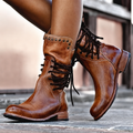 Women’s Back Lace-Up Mid-Calf Boots with Stud Detail