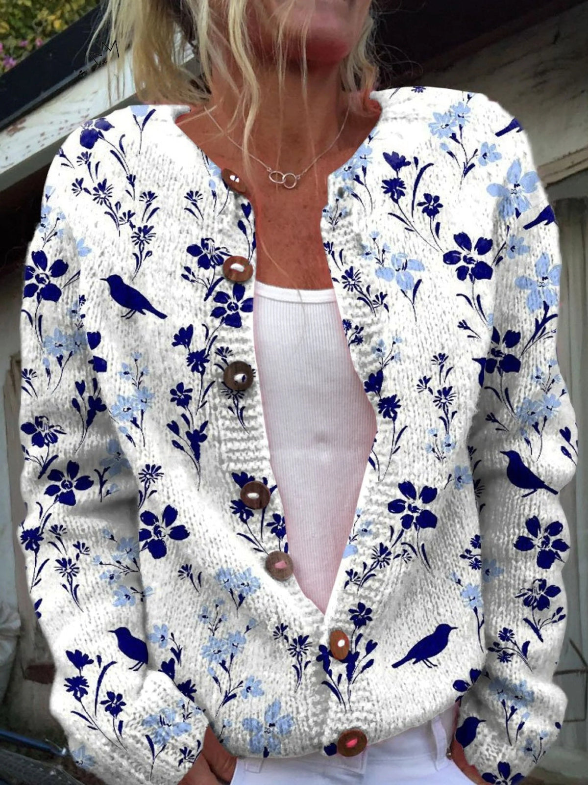 Women’s Printed Knit Button Cardigan