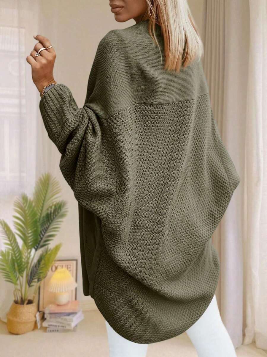 Women's Oversized Batwing Open Front Knit Cardigan
