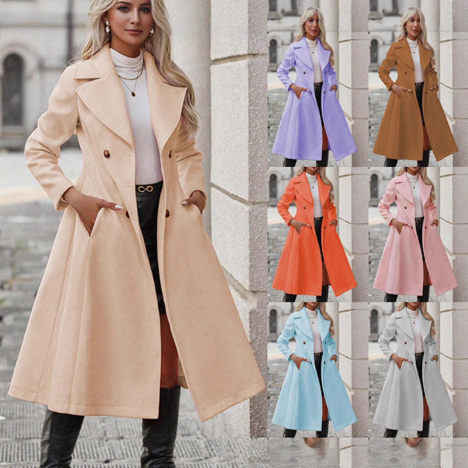 Women's Tailored Double-Breasted Maxi Coat