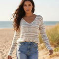 Women’s Pointelle Knit V-Neck Sweater