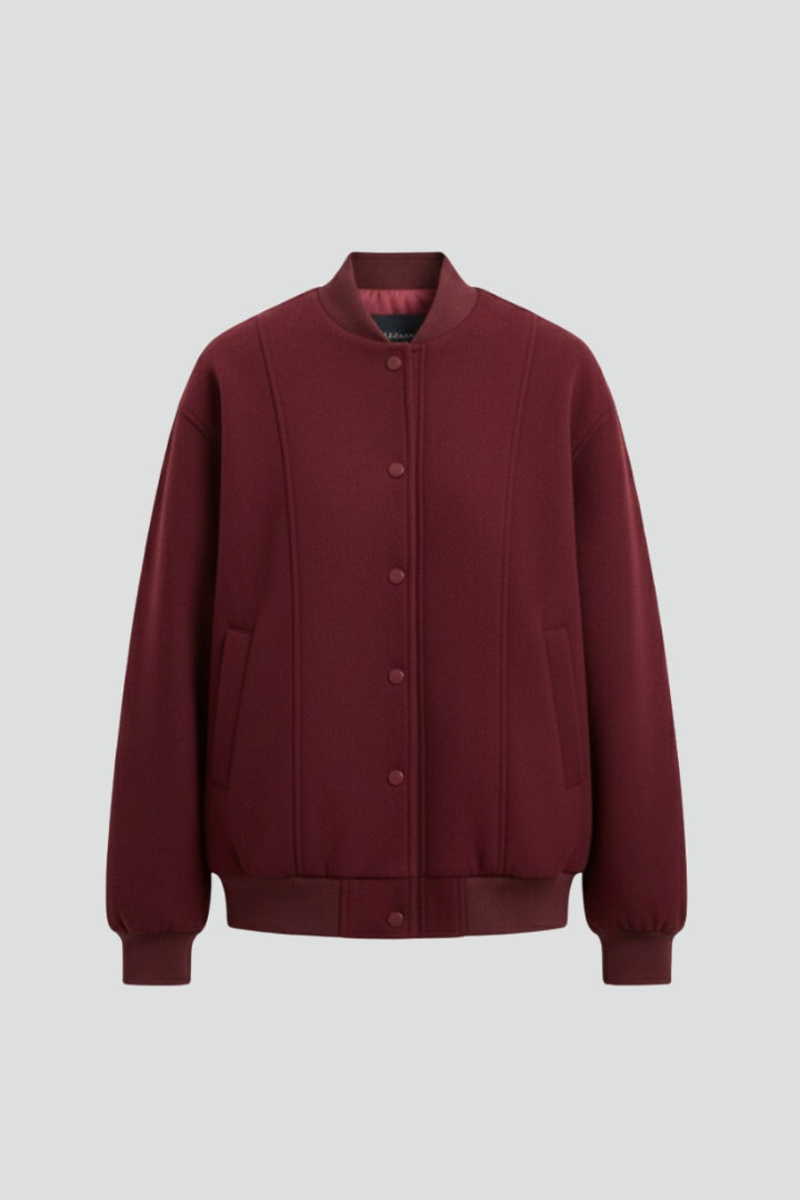 Women's Oversized Bomber Jacket with Snap Button Front