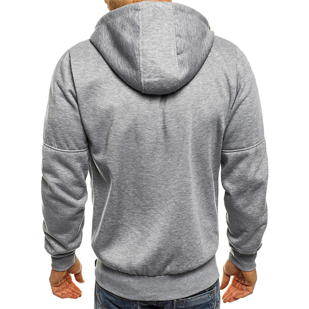 Men's Zip-Up Hooded Sweatshirt with Contrast Drawcords