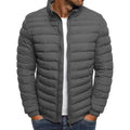 Men's Quilted Puffer Jacket with Stand Collar