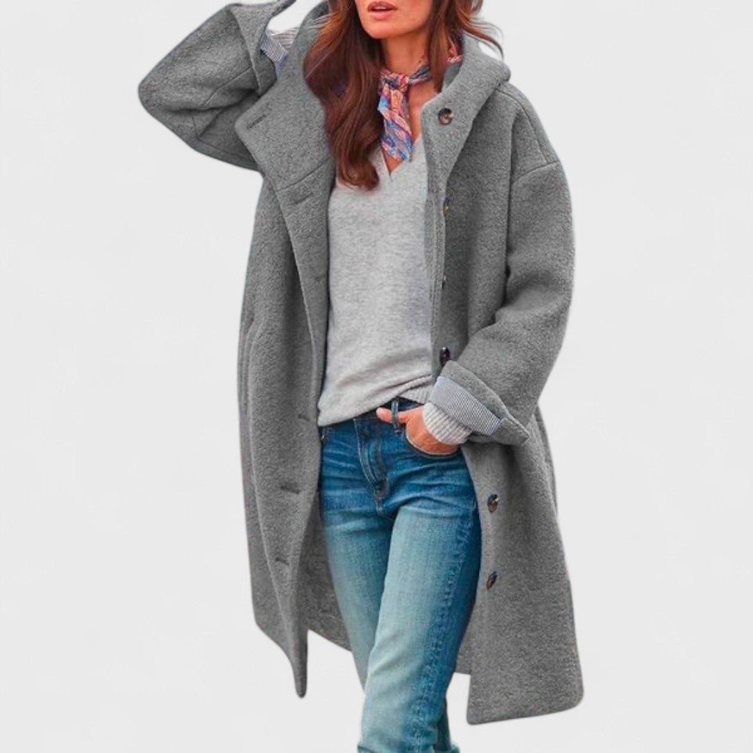 Women's Oversized Longline Button-Front Wool-Look Coat