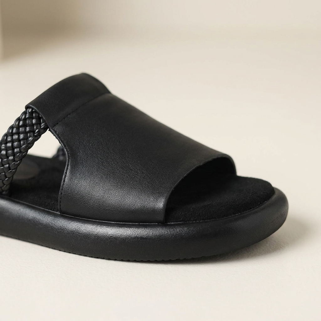 Women's Woven Strap Slide Sandals with Platform Sole