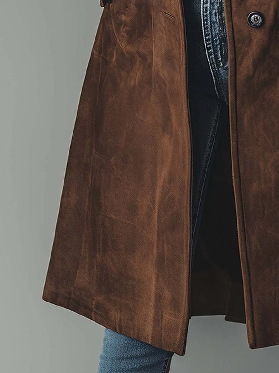 Women’s Vintage Faux Suede Longline Coat