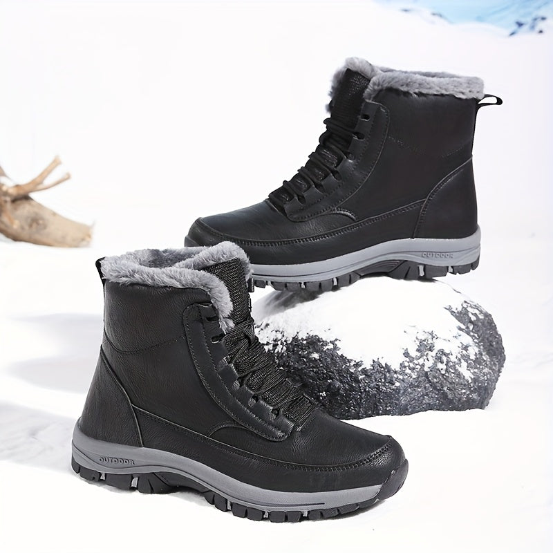 Women's Fur-Lined Lace-Up Winter Snow Boots