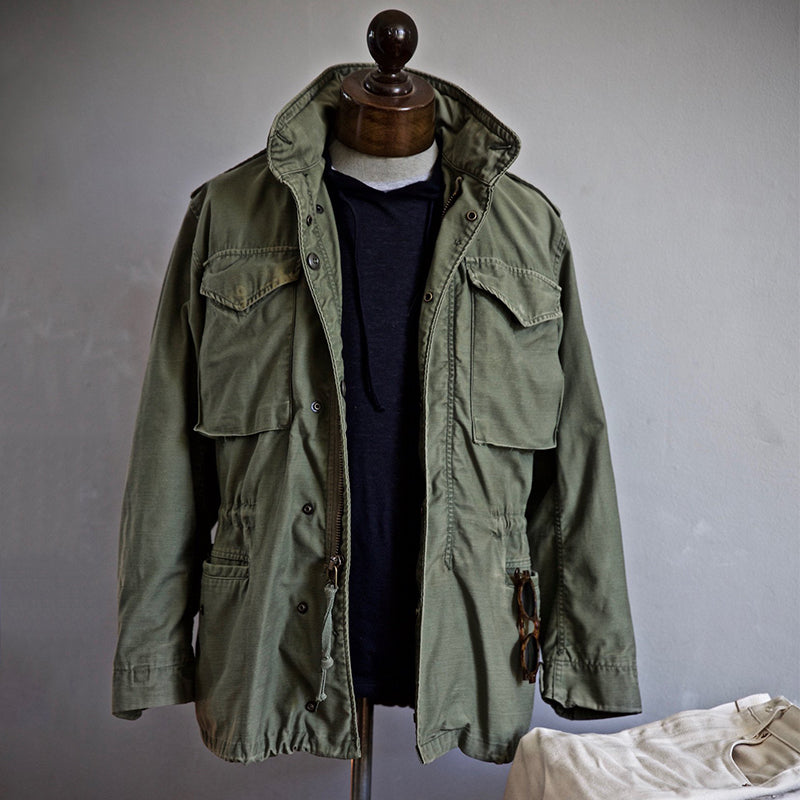 Men's Vintage-Style Field Jacket with Drawstring Waist