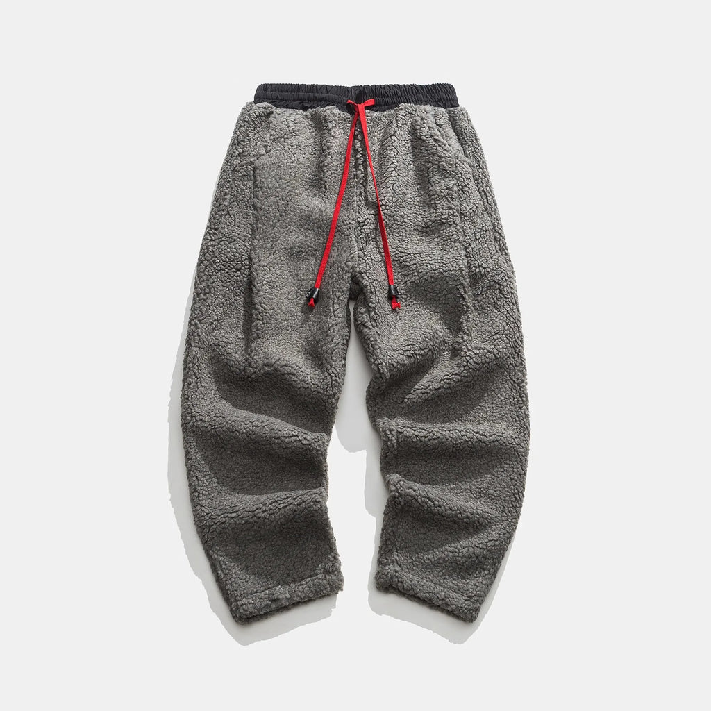Men's Sherpa Fleece Jogger Pants with Contrast Drawstring