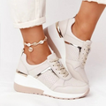 Women's Perforated Lace-Up Wedge Sneakers