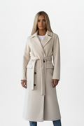 Women's Belted Longline Trench Coat with Storm Flap