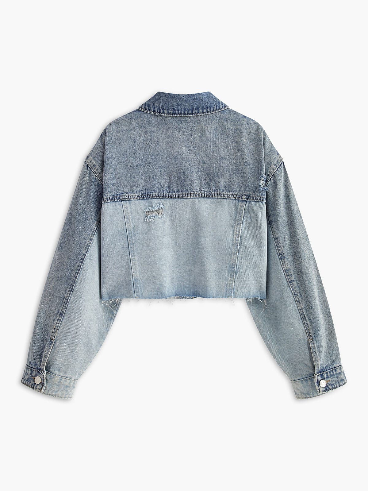 Women's Two-Tone Patchwork Cropped Denim Jacket