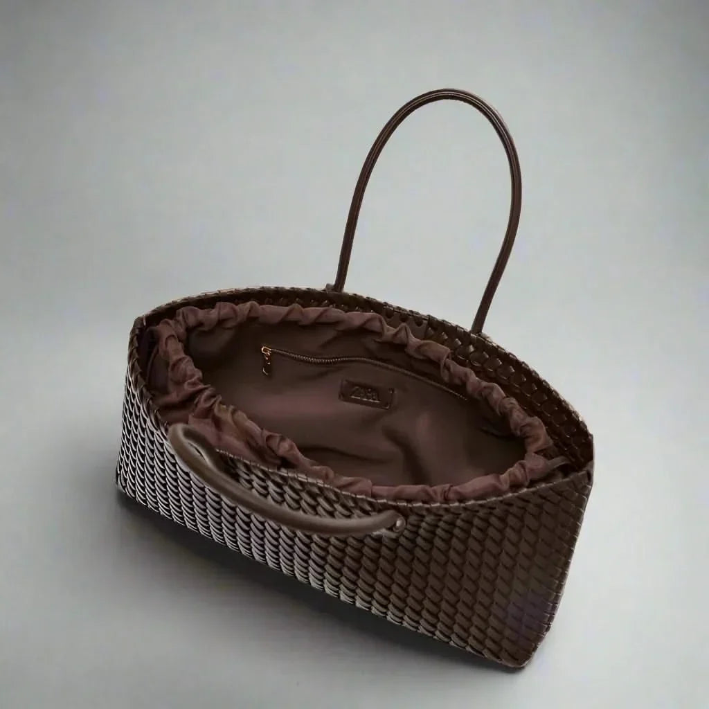 Women's Woven Tote Bag with Top Handles