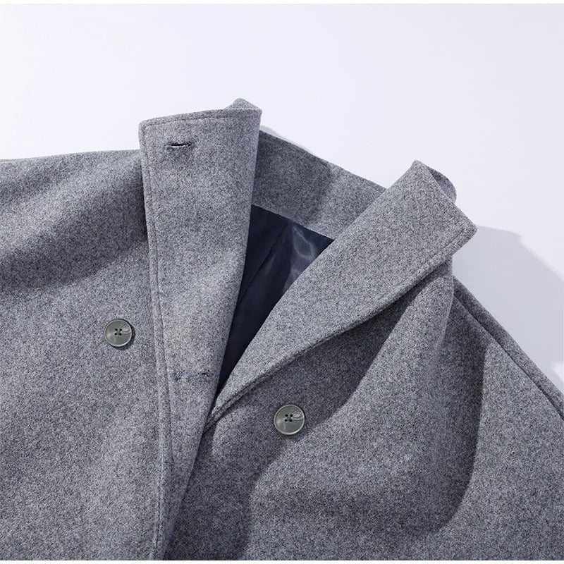 Women's Oversized Funnel Neck Double-Breasted Short Coat