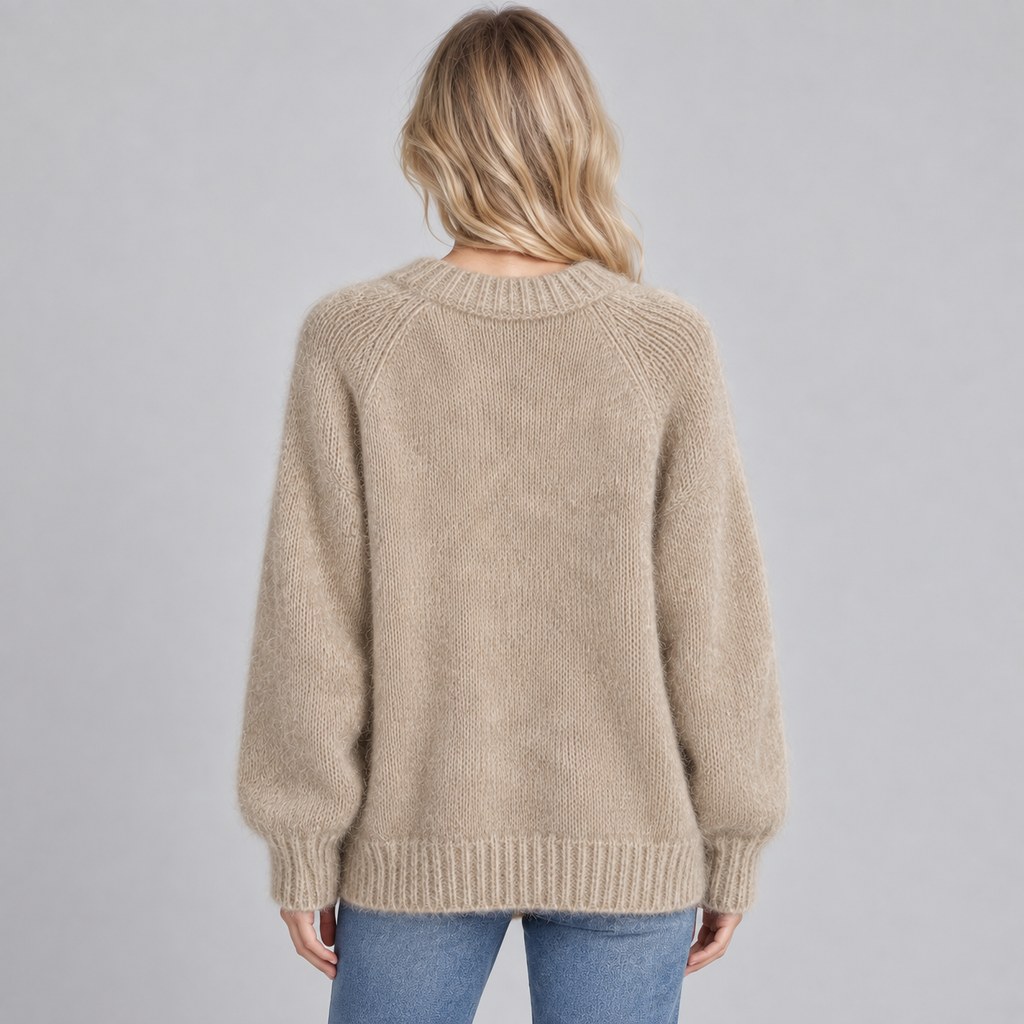 Women's Oversized Fluffy Knit Raglan Sweater