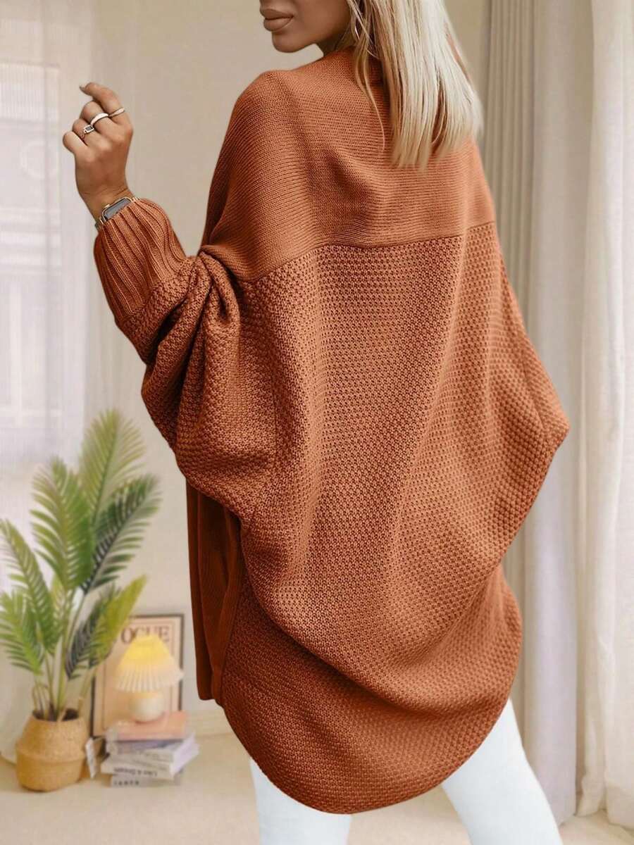 Women's Oversized Batwing Open Front Knit Cardigan