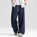 Men's Wide-Leg Drawstring Linen-Look Trousers