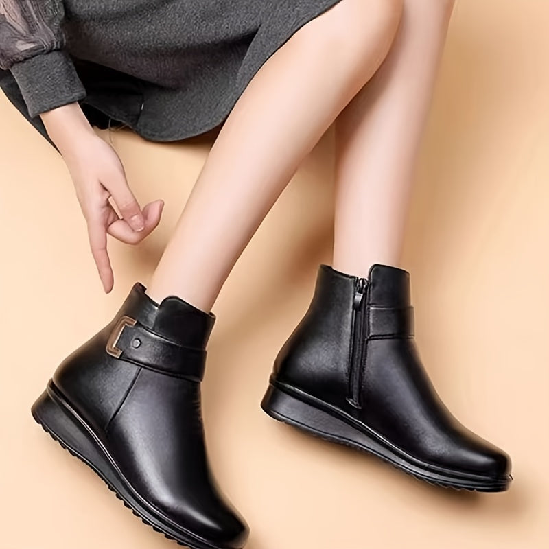 Women's Ankle Boots with Buckle Strap Detail