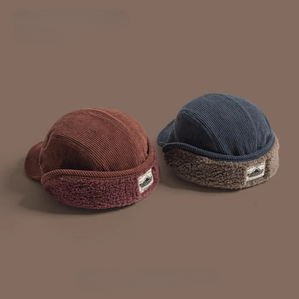 Men's Corduroy Winter Cap with Fleece Ear Flaps