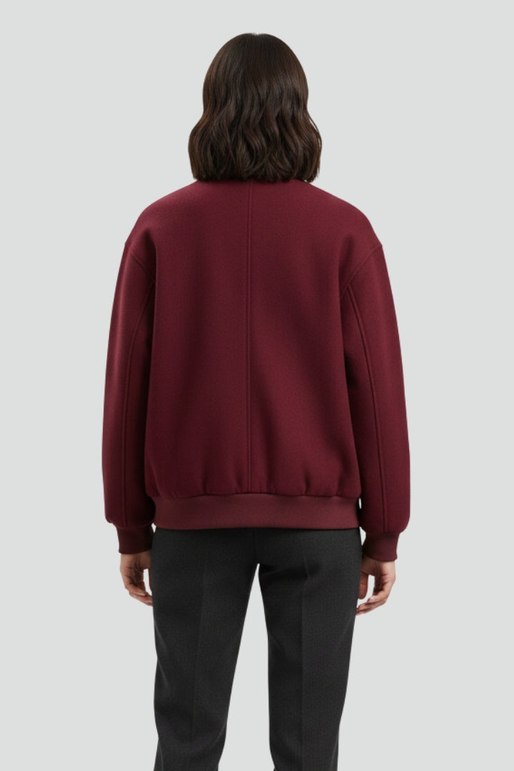 Women's Oversized Bomber Jacket with Snap Button Front
