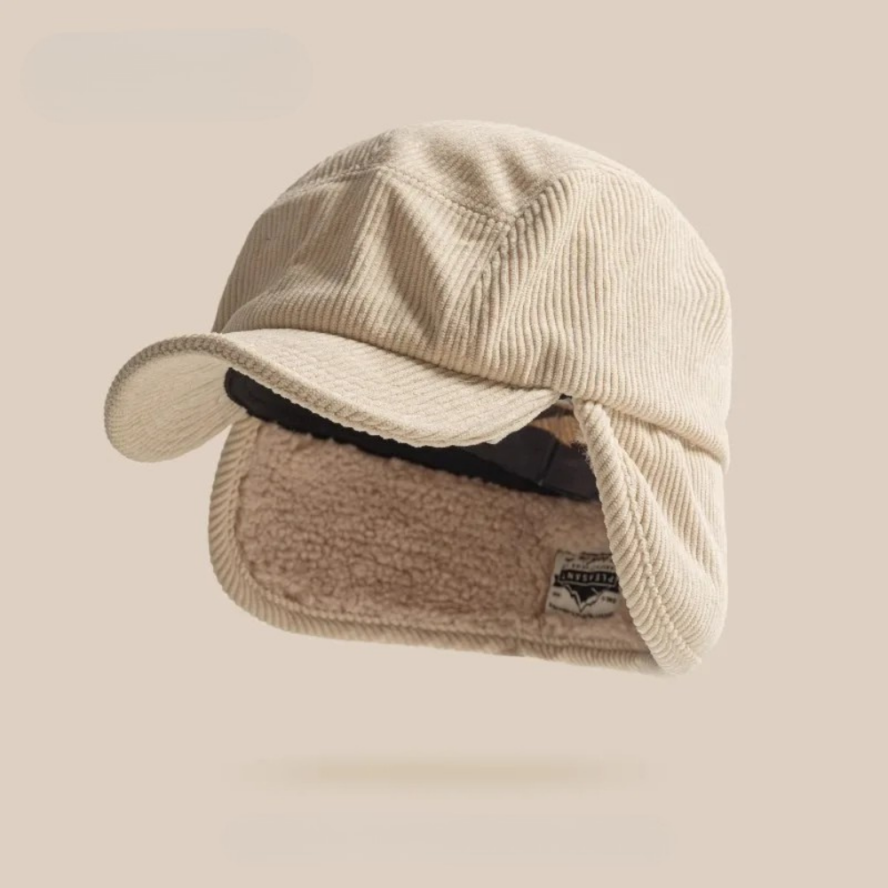 Men's Corduroy Winter Cap with Fleece Ear Flaps