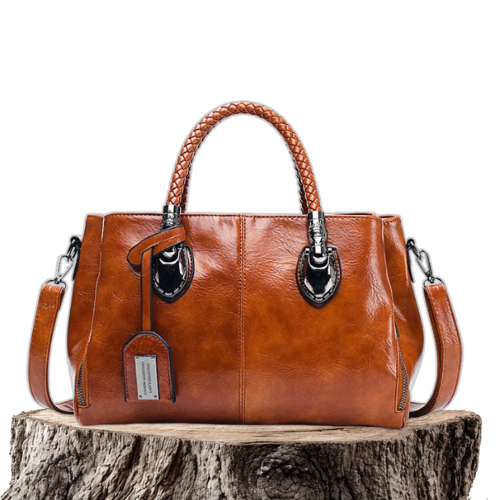 Women’s Braided Handle Tote Bag with Detachable Strap