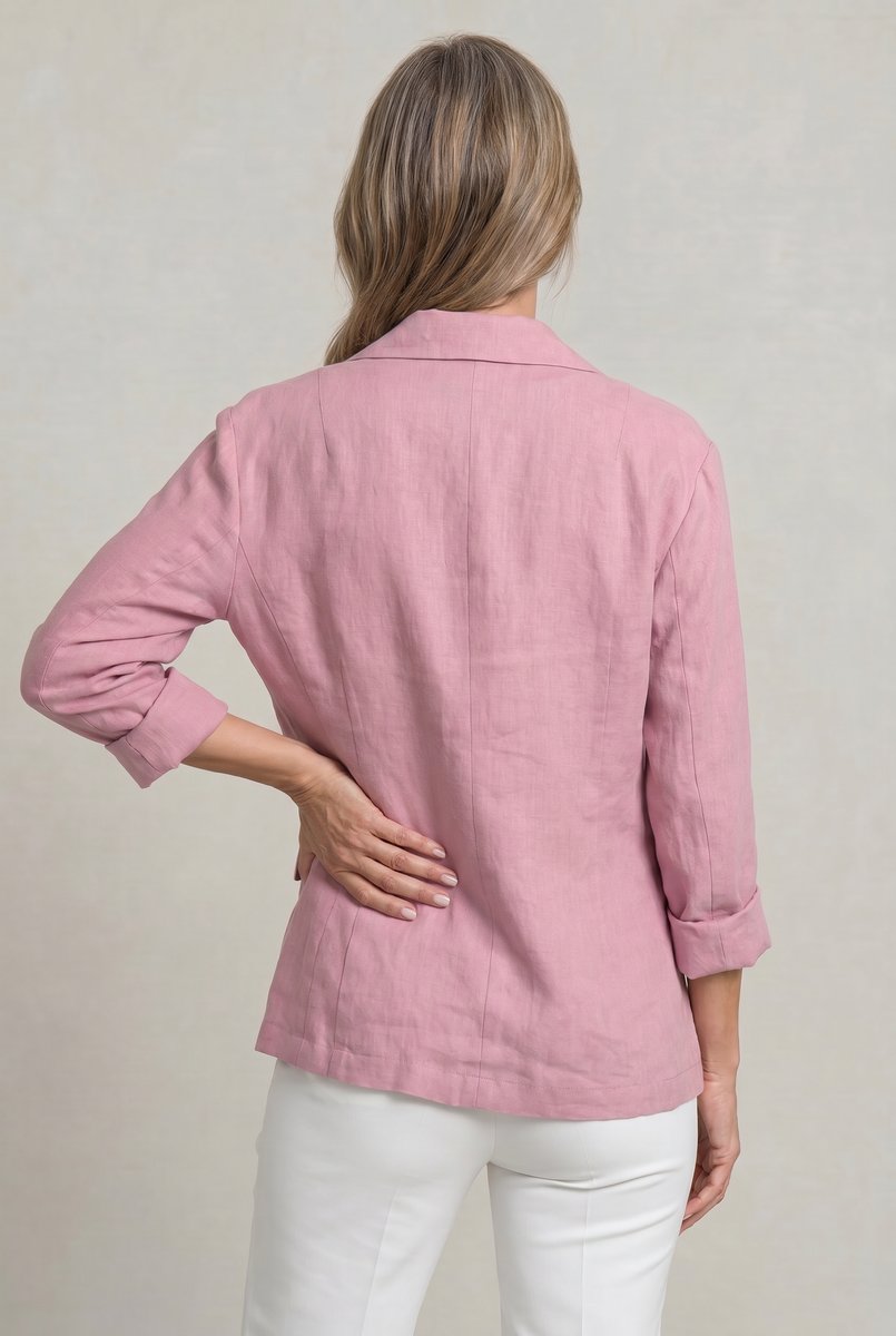 Women's Relaxed Single-Button Linen-Look Blazer