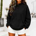 Women's Oversized Button Neck Sweatshirt