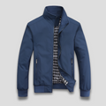 Men's Stand Collar Zip Jacket with Checked Lining