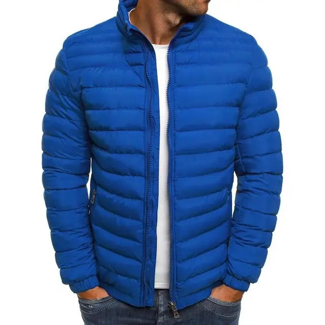 Men's Quilted Puffer Jacket with Stand Collar