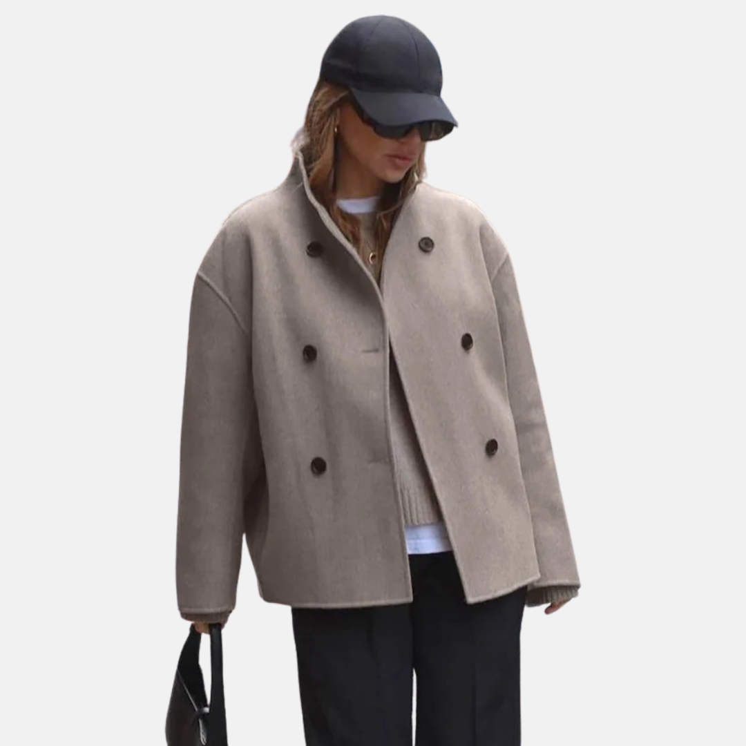 Women’s Stand Collar Double-Breasted Short Coat
