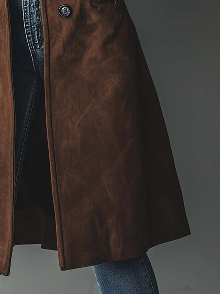 Women’s Vintage Faux Suede Longline Coat