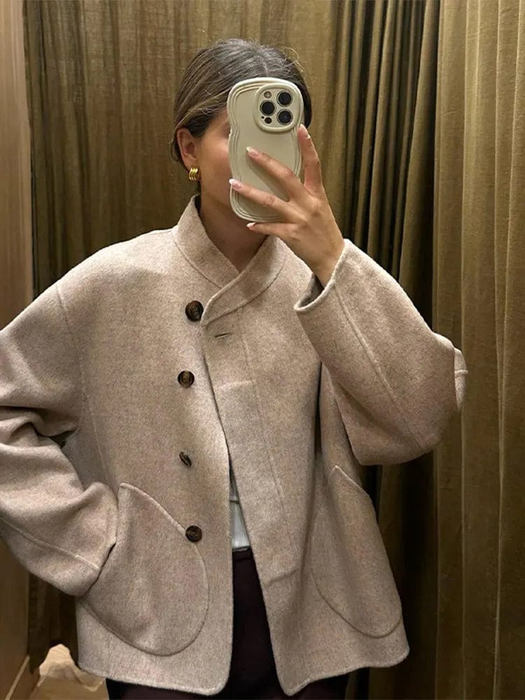 Women's Collarless Short Coat