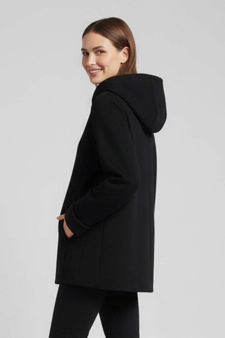 Women's Oversized Hooded Zip Jacket with Turn-Up Cuffs