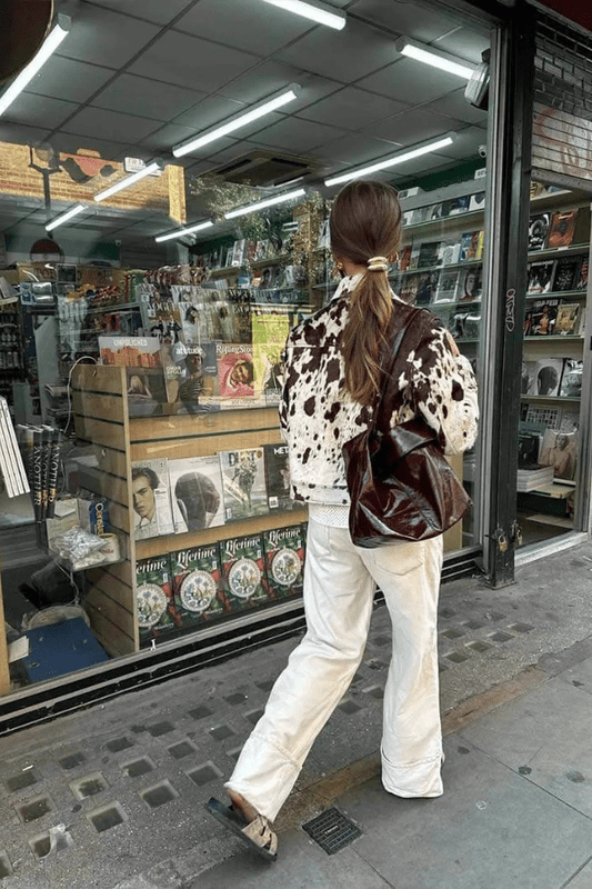 Women's Cropped Animal Print Trucker Jacket