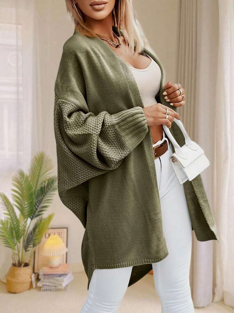 Women's Oversized Batwing Open Front Knit Cardigan