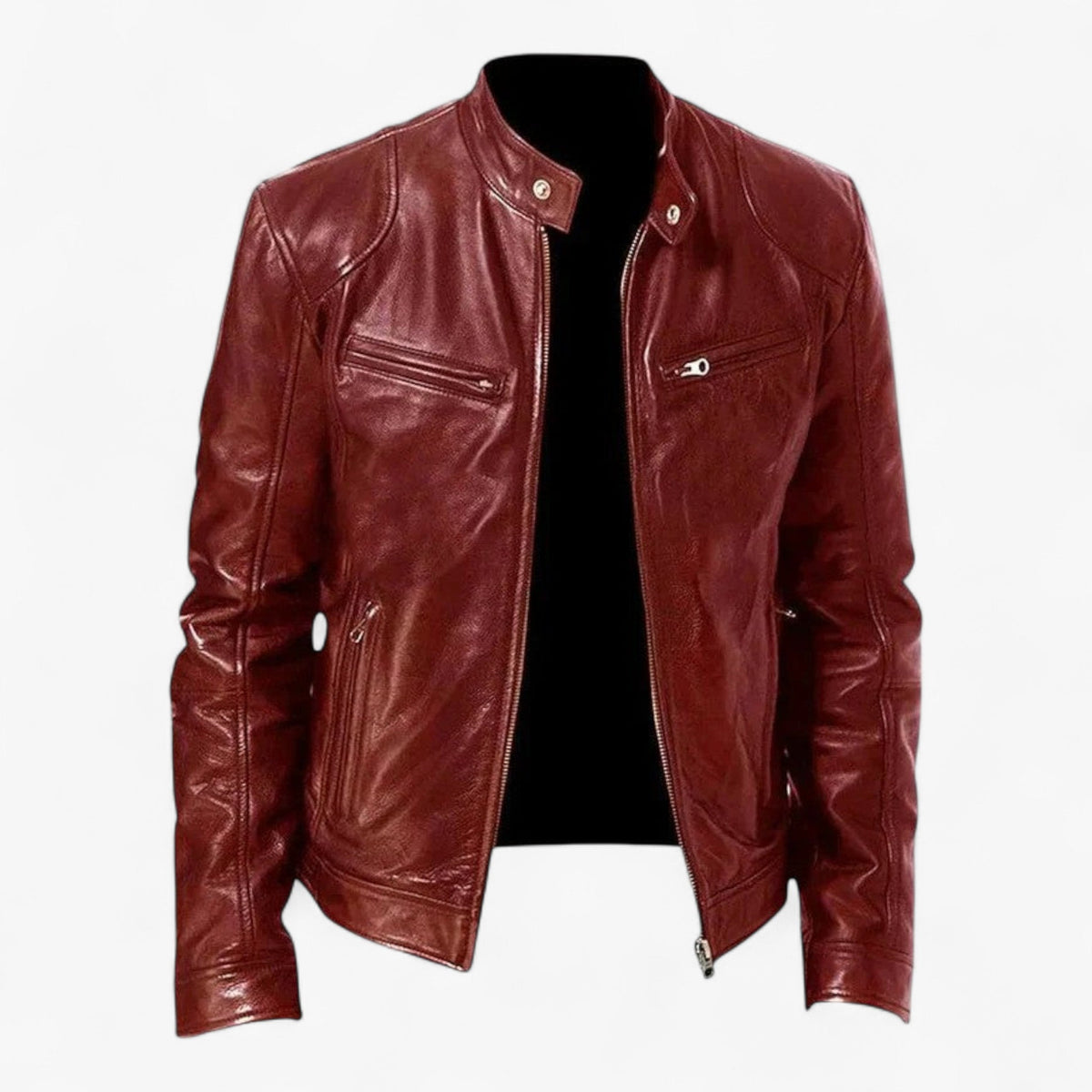 Men's Slim-Fit Moto Jacket with Zip Pockets