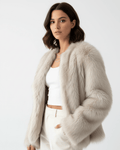 Women's Cropped Faux Fur Jacket with Open Front