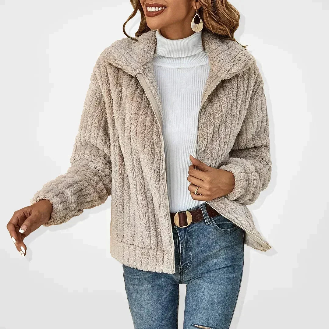 Women’s Ribbed Plush Fleece Jacket